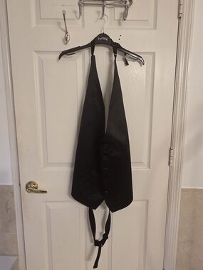 Tommy Hilfiger Black Satin Formal Waistcoat Vest